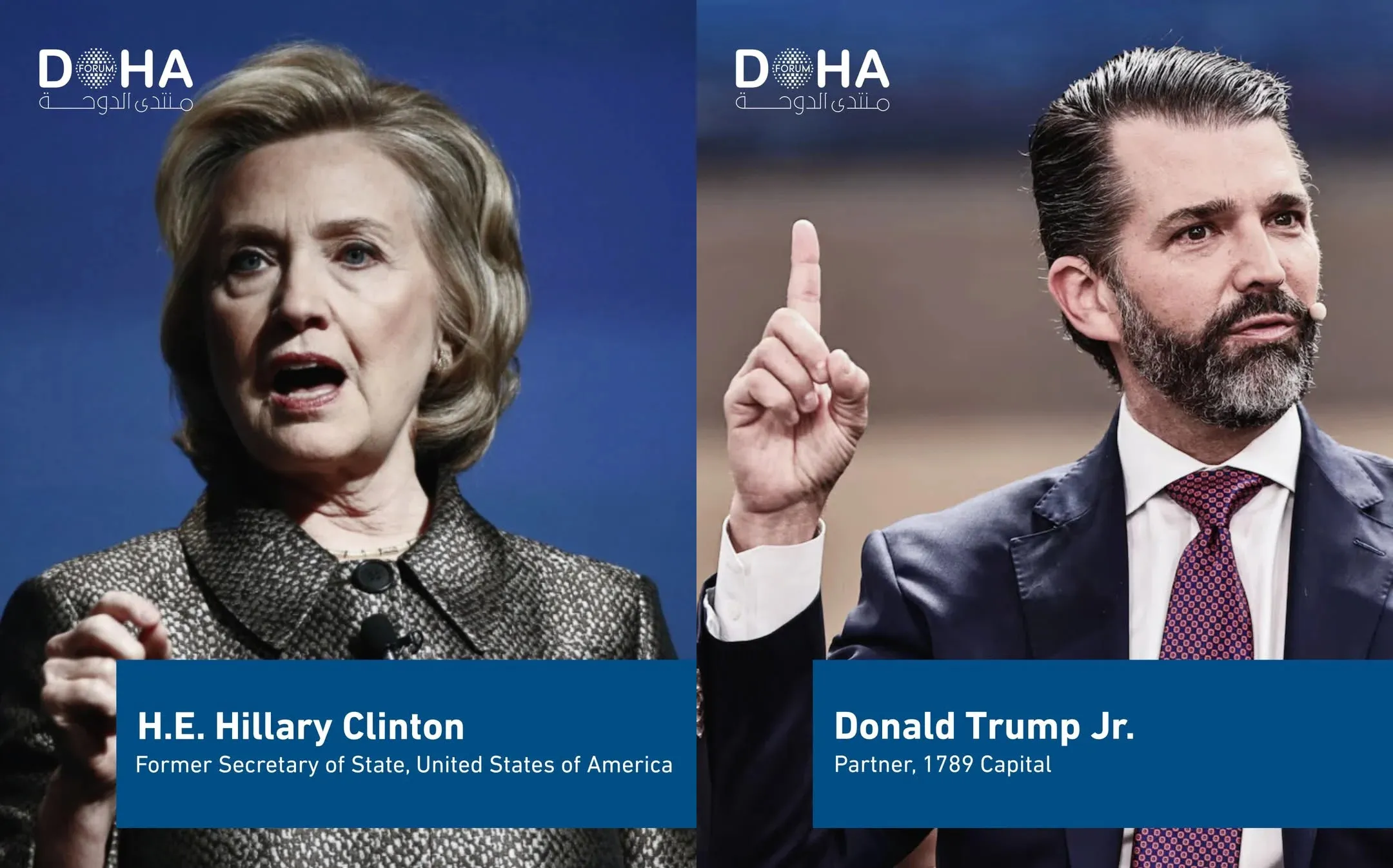 Impressive Speaker Lineup at Doha Event Includes Hillary Clinton, Don Jr., Tucker Carlson, and Bill Gates