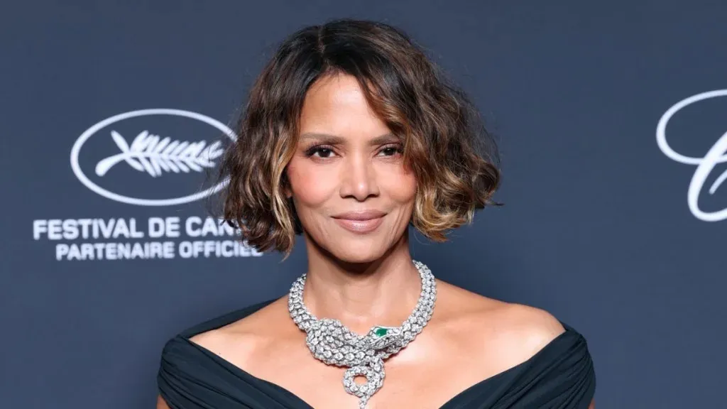Halle Berry looks stunning in black slip dress