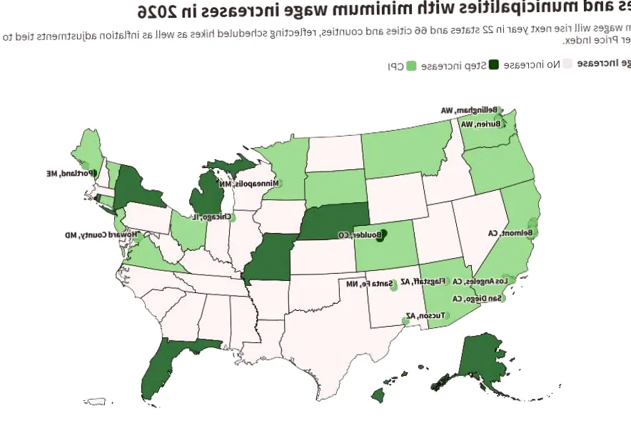 Here's where minimum wage increases are scheduled to take effect next year