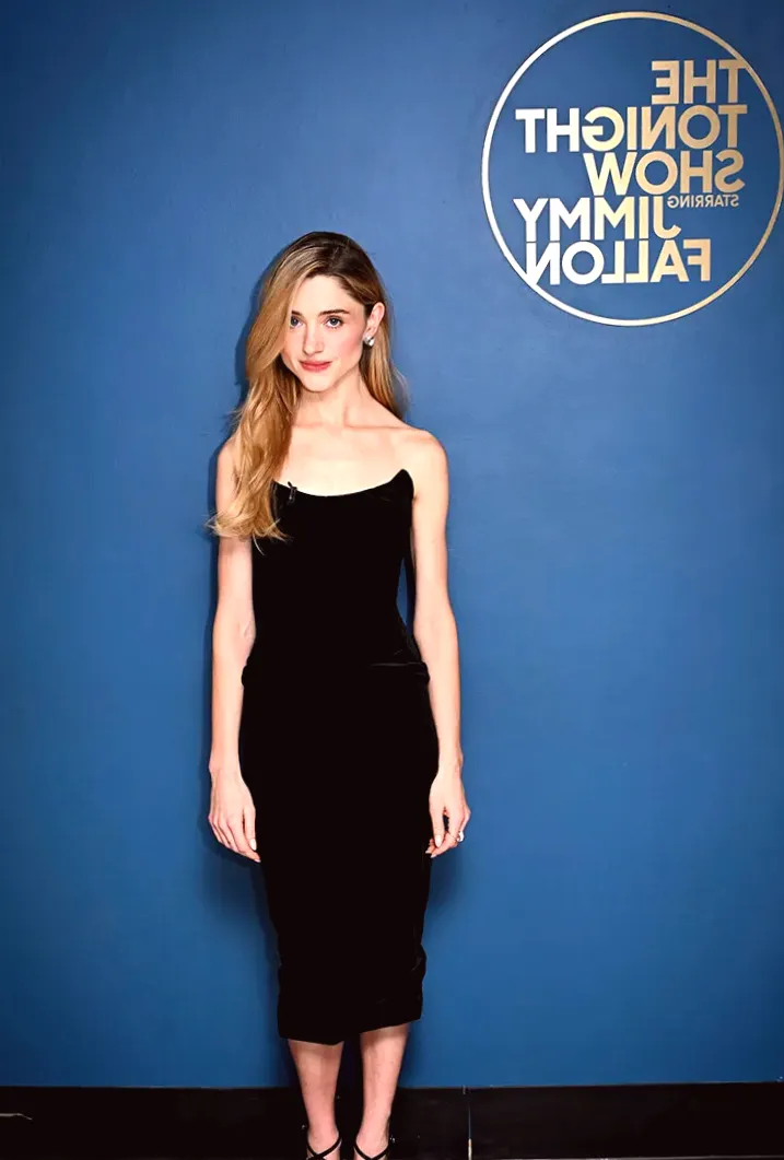Natalia Dyer opts for a strapless Dolce & Gabbana Little Black Dress on 'Jimmy Fallon' Show