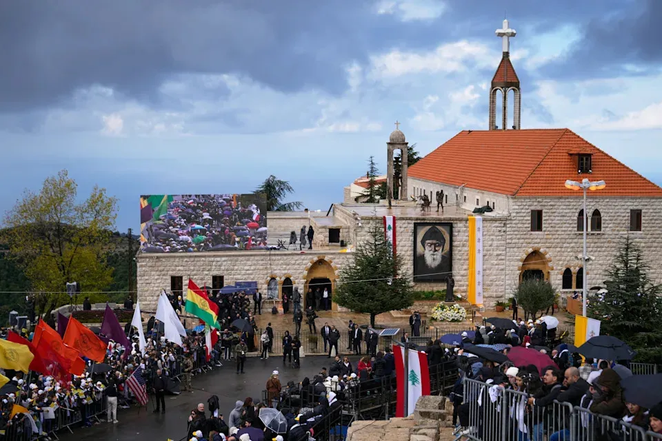 Pope in Lebanon prays for peace at the tomb of a saint respected by both Christians and Muslims