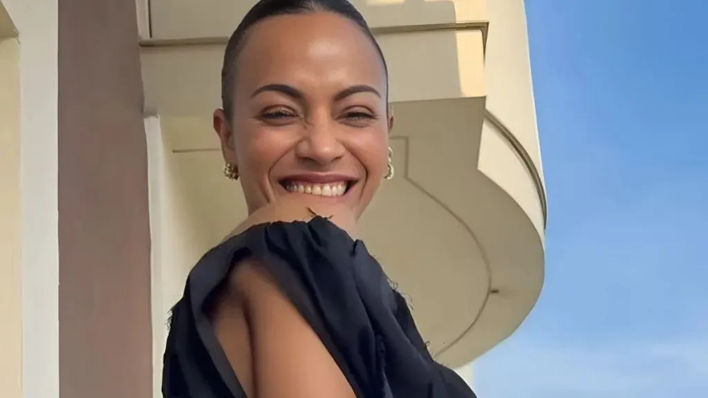 Zoe Saldana Stuns in Sheer Black Top