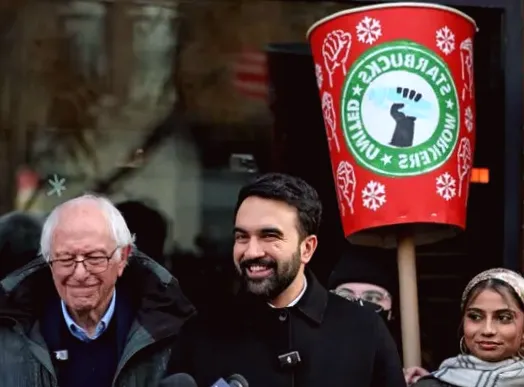 Zohran Mamdani Criticizes Starbucks and Stands with Workers on Picket Line