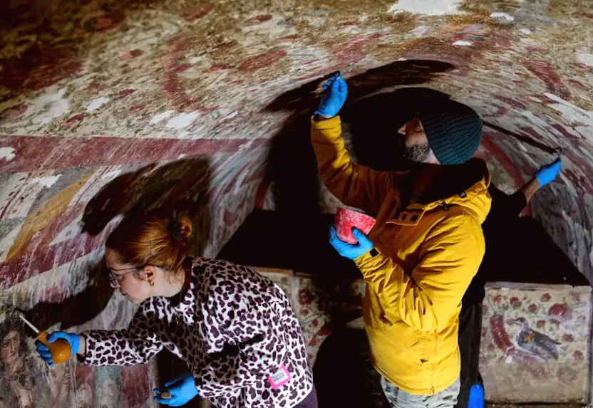 Rare fresco depicting Jesus as the 'Good Shepherd' discovered in Turkish town visited by the pope