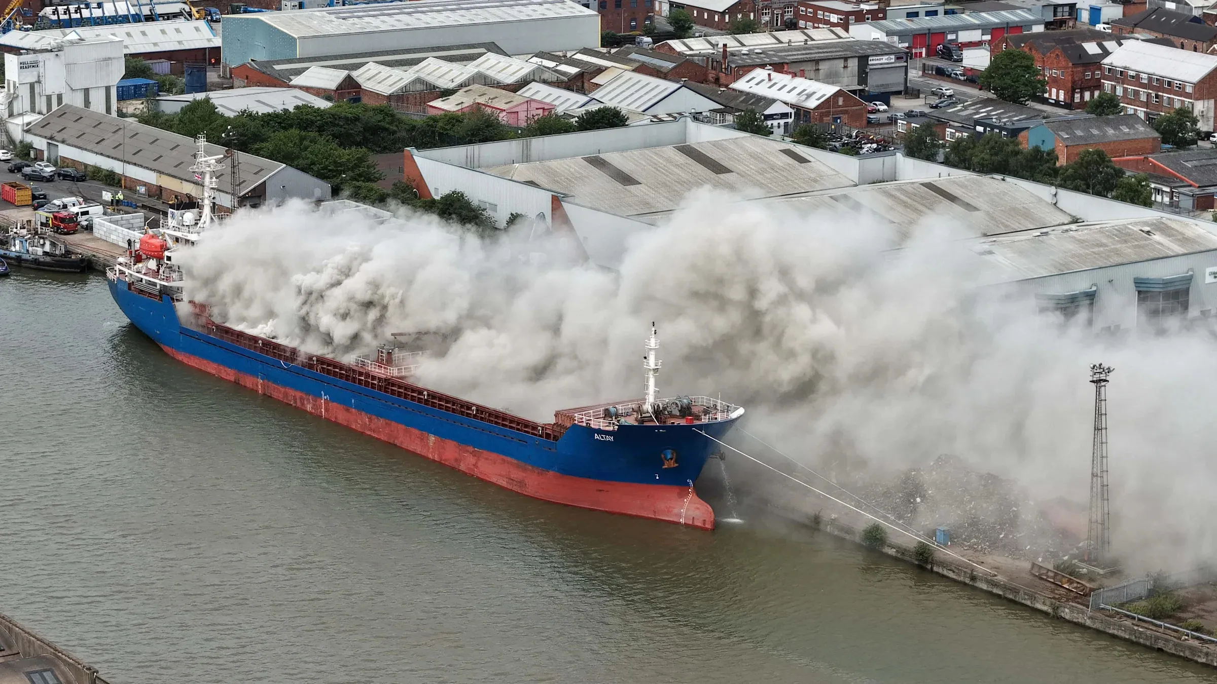 Report suggests that the ship fire was probably caused by a battery