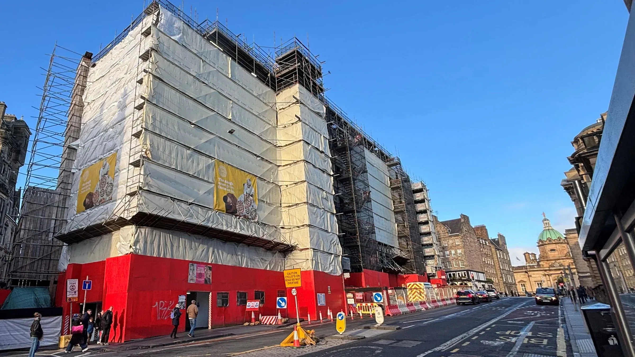 What is happening with the Edinburgh hotel made of scaffolding?