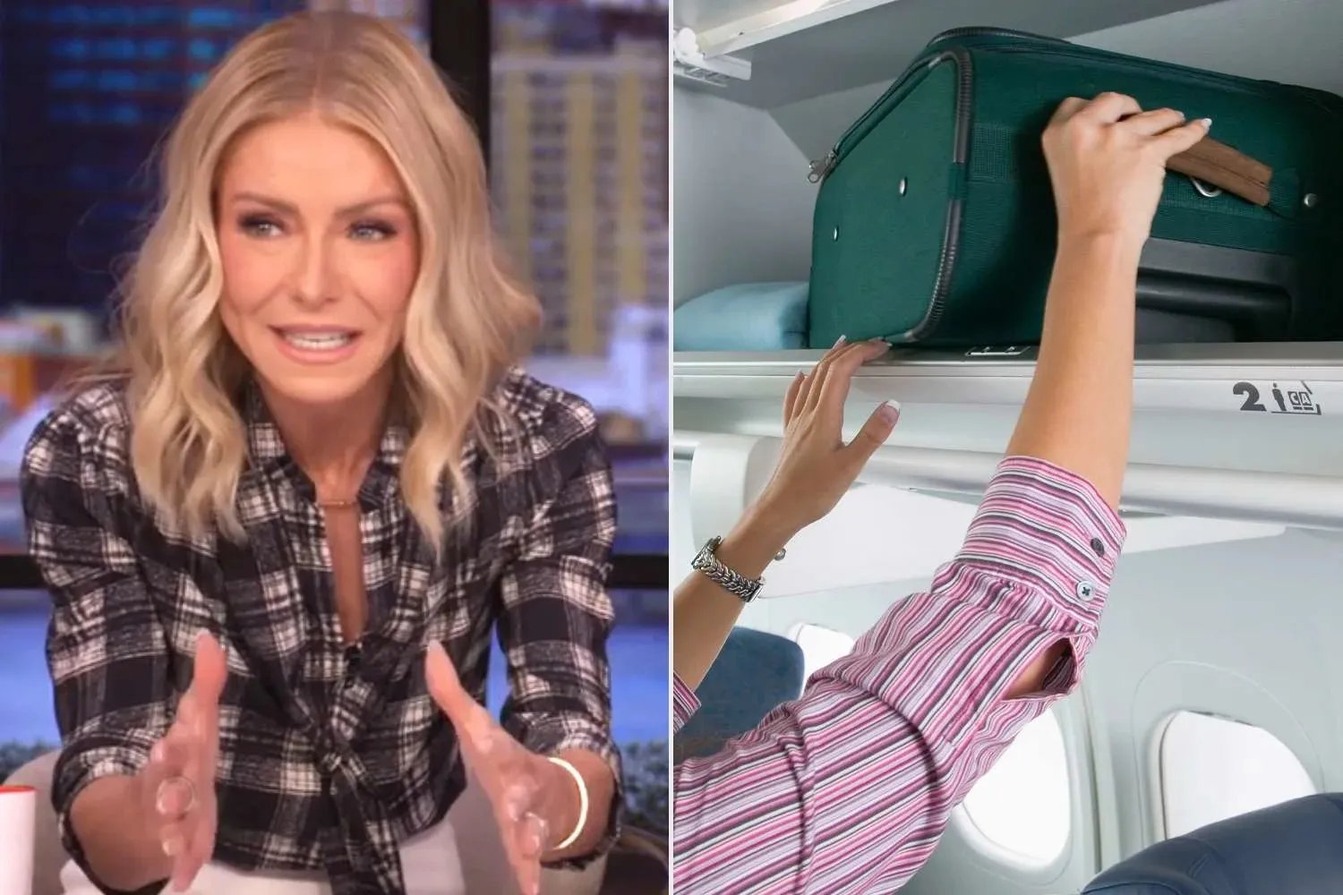 Kelly Ripa confesses to relocating another passenger's bag following 'hostile' confrontation on plane