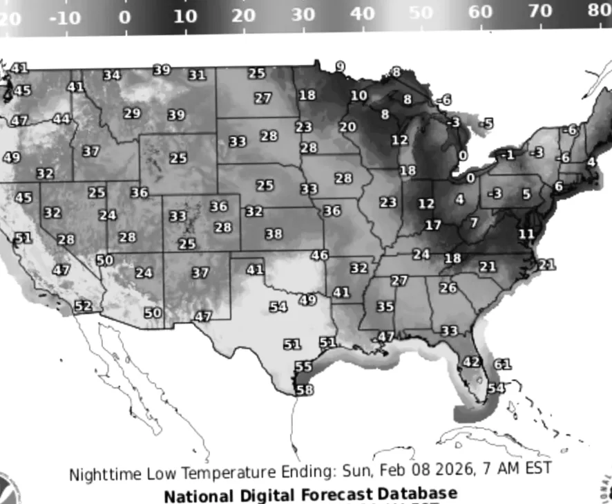 Where will the coldest temperatures hit as polar vortex brings Arctic air to US?