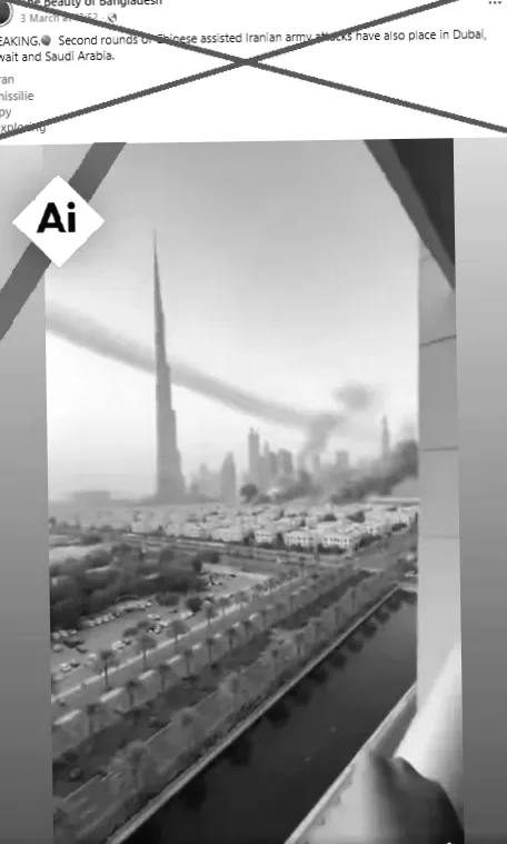 AI-generated footage shows air strikes near Burj Khalifa in United Arab Emirates