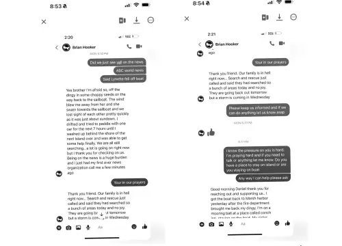 Brian Hooker's messages to his friend following his wife's disappearance