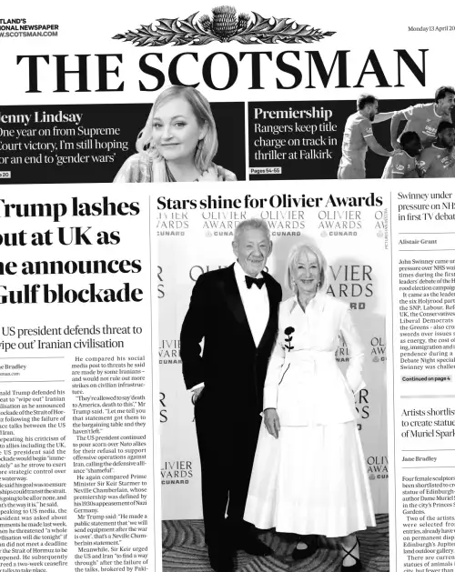 Scotland's newspapers report on Trump warning of blockade and connection between gangland raids.