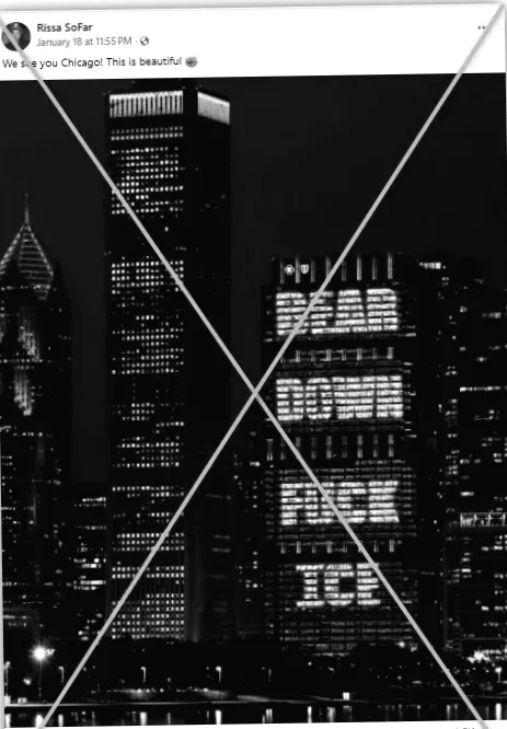 Chicago building's pro-Bears, anti-ICE message image tampered with