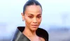 Zoe Saldana's Leather Jacket Features Distinctive Neckline