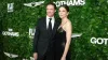 Hugh Jackman and Sutton Foster coordinate in black outfits on the red carpet