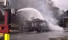 Bus fire leads to road closures in Crawley
